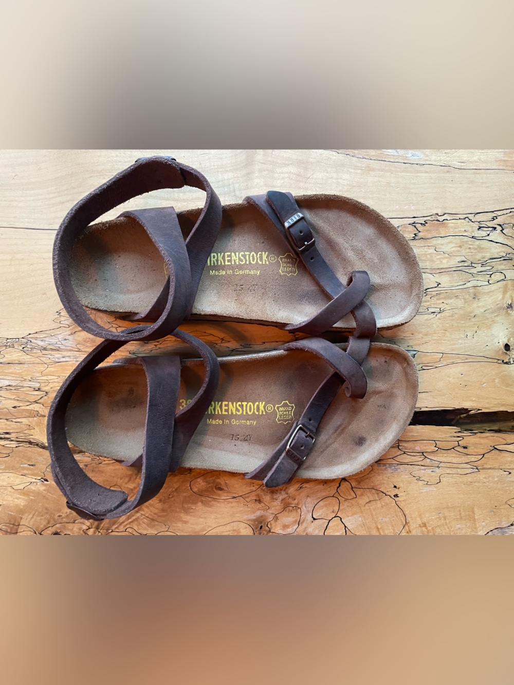 Birkenstock Yara Brown Leather Strappy Sandals